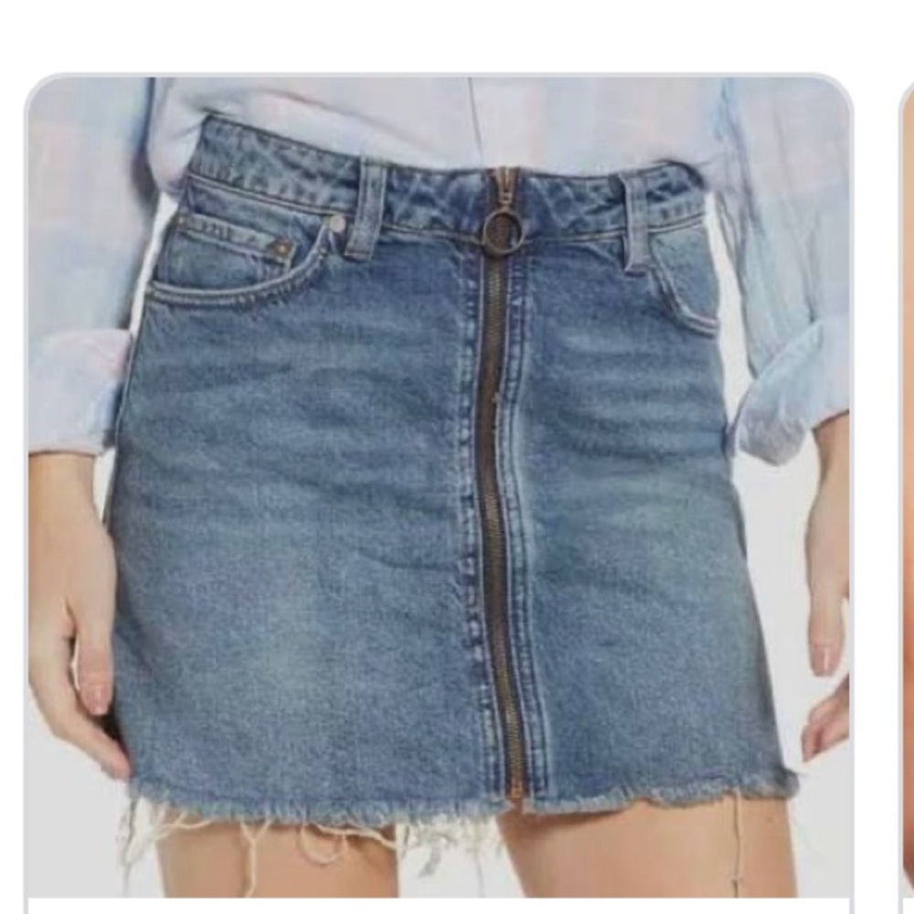 WE THE FREE Free People Zip Up Jean Skirt Size 31